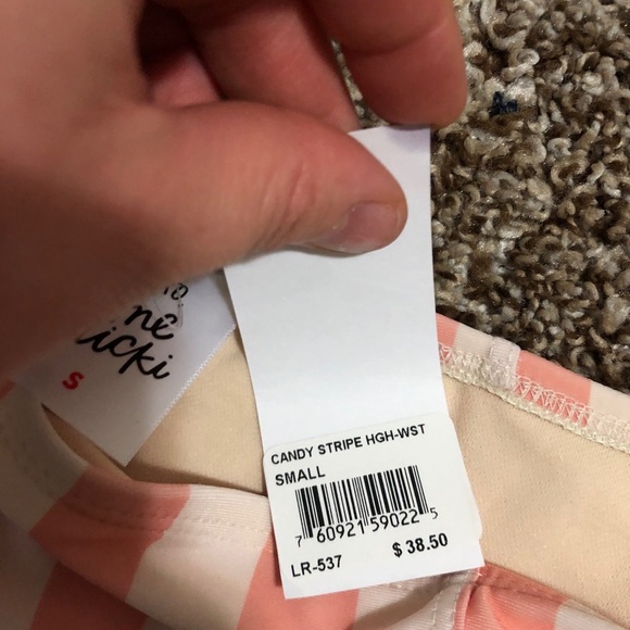 Pink Stripped High Waisted Bikini Bottoms - Picture 3 of 4